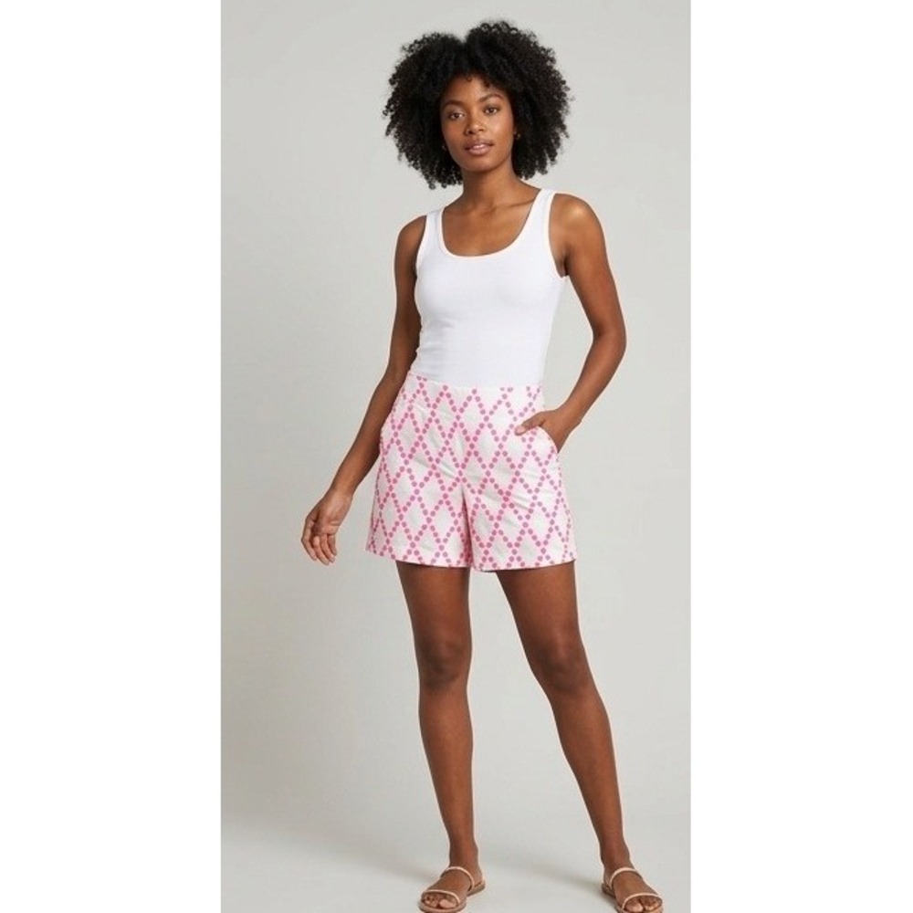 Lilly Pulitzer Skort Womens 8 Pink White Luxletic Geometric Floral Embroidery